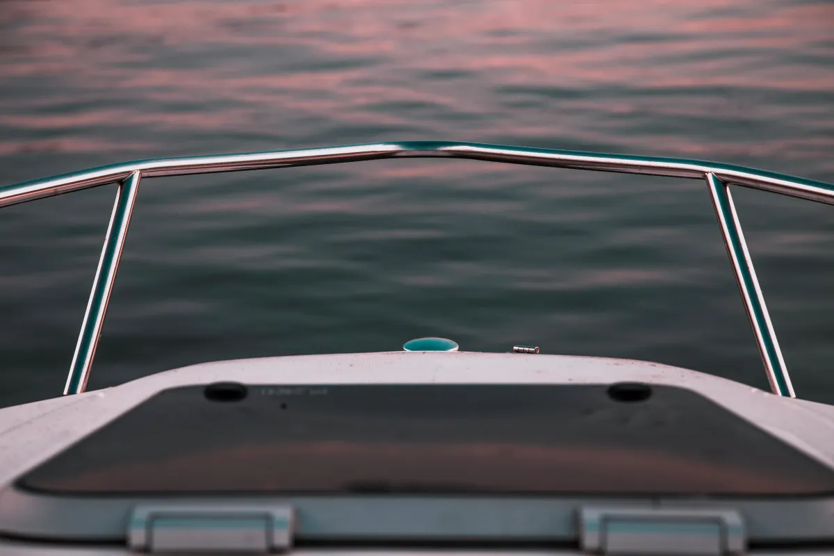 Boat bow at sunset on the Adriatic Sea